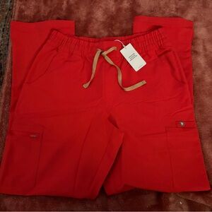 Figs Bright Red Drawstring Scrub Pants
